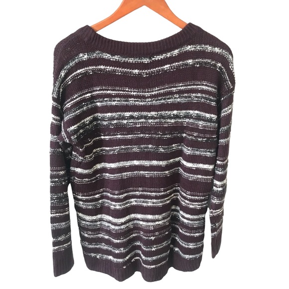 Calvin Klein Jeans Knit Sweater Purple and Gray Striped NWT - Picture 2 of 5